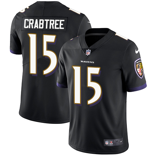 Nike Ravens #15 Michael Crabtree Black Alternate Youth Stitched NFL Vapor Untouchable Limited Jersey - Click Image to Close